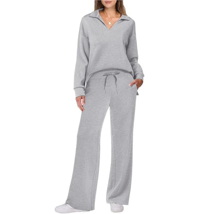 Trendy Women’s Long Sleeve Drawstring Pants Set
