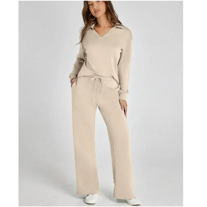Trendy Women’s Long Sleeve Drawstring Pants Set