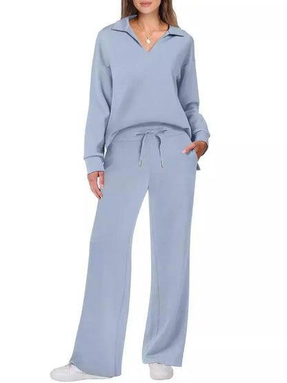 Trendy Women’s Long Sleeve Drawstring Pants Set
