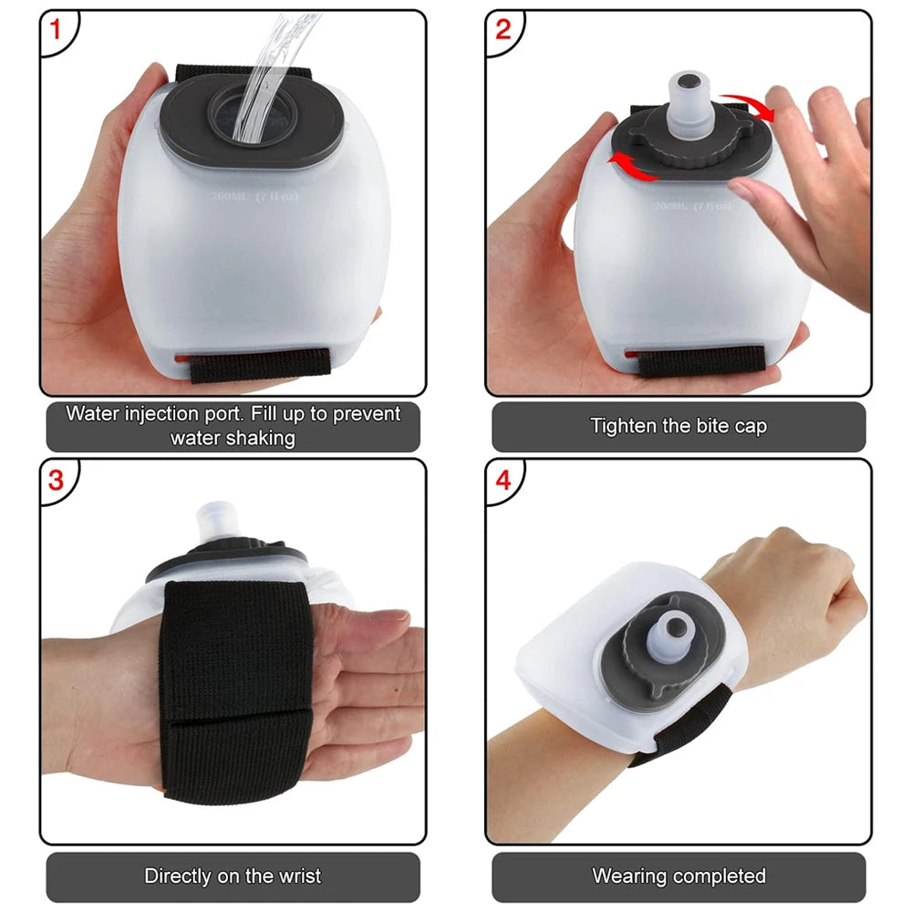 Wearable Wrist Water Bottle – 200ml Hands-Free Sports Flask