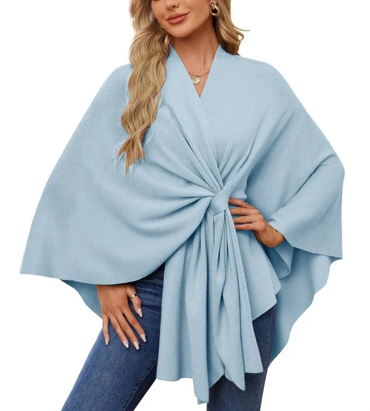 Women’s Elegant V-Neck Winter Poncho