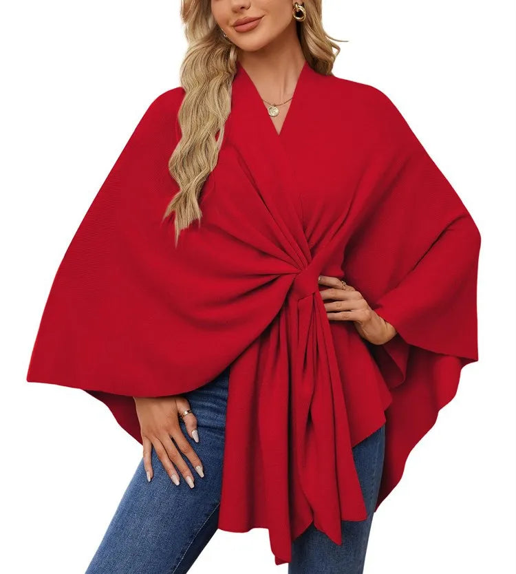 Women’s Elegant V-Neck Winter Poncho
