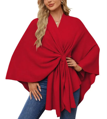 Women’s Elegant V-Neck Winter Poncho