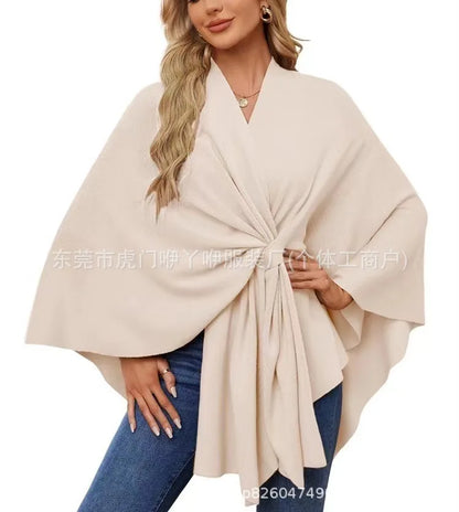Women’s Elegant V-Neck Winter Poncho