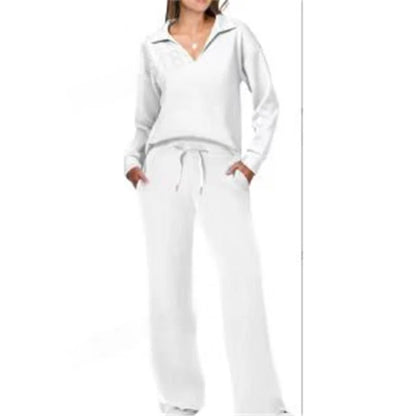 Trendy Women’s Long Sleeve Drawstring Pants Set
