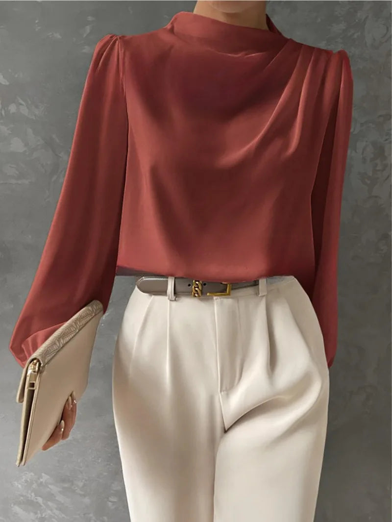 Spring Satin Chiffon Blouse