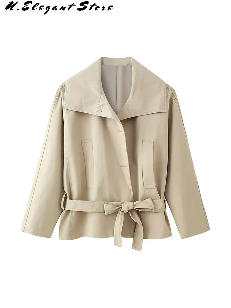 Vintage Khaki Belted Trench Coat – Women’s 2025 Edition