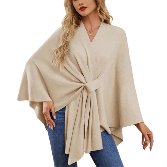 Women’s Elegant V-Neck Winter Poncho