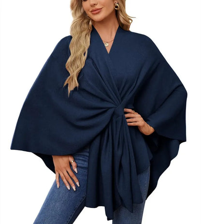 Women’s Elegant V-Neck Winter Poncho