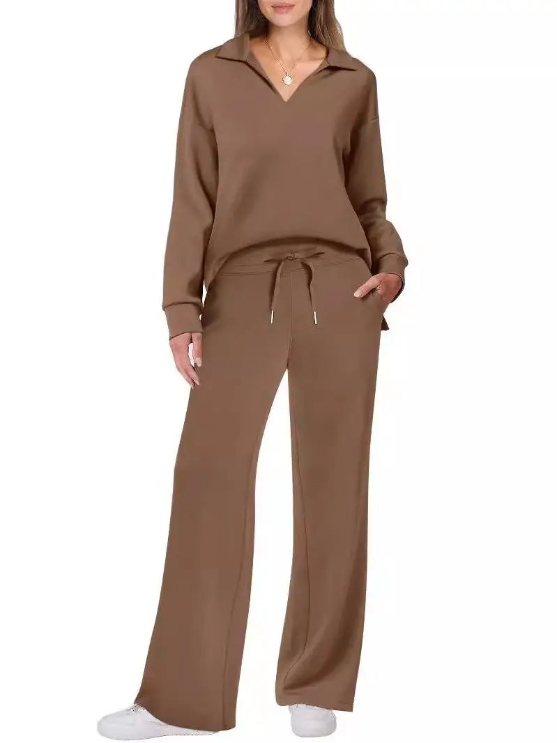 Trendy Women’s Long Sleeve Drawstring Pants Set