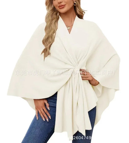 Women’s Elegant V-Neck Winter Poncho
