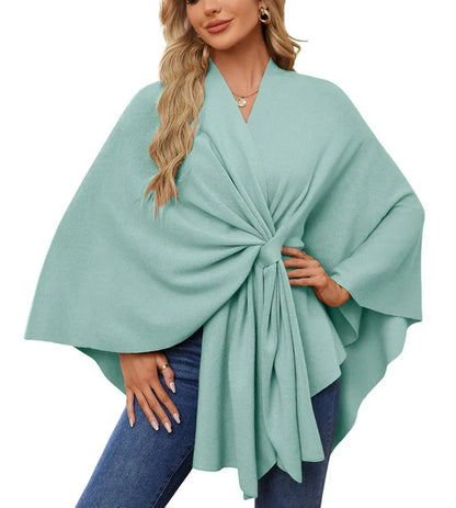 Women’s Elegant V-Neck Winter Poncho