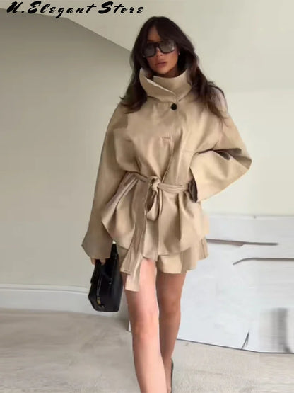 Vintage Khaki Belted Trench Coat – Women’s 2025 Edition
