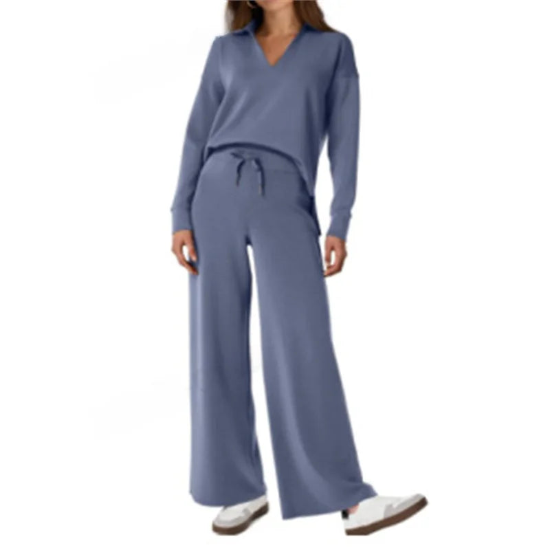 Trendy Women’s Long Sleeve Drawstring Pants Set