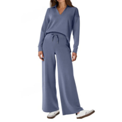 Trendy Women’s Long Sleeve Drawstring Pants Set