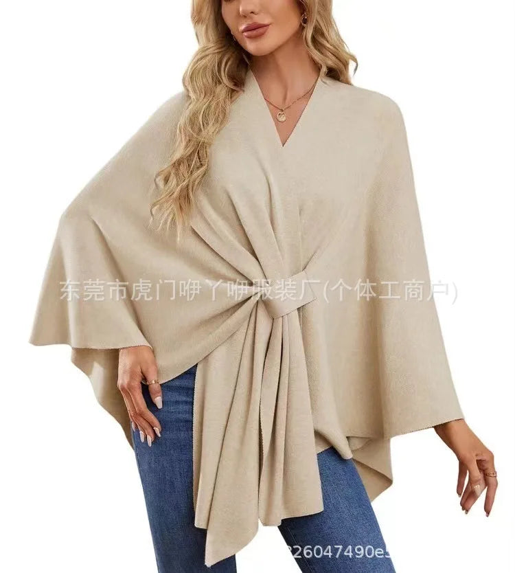 Women’s Elegant V-Neck Winter Poncho