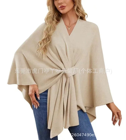 Women’s Elegant V-Neck Winter Poncho