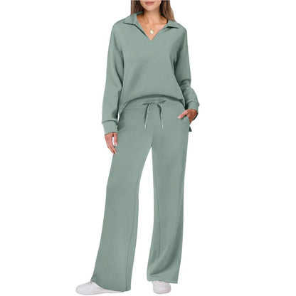 Trendy Women’s Long Sleeve Drawstring Pants Set