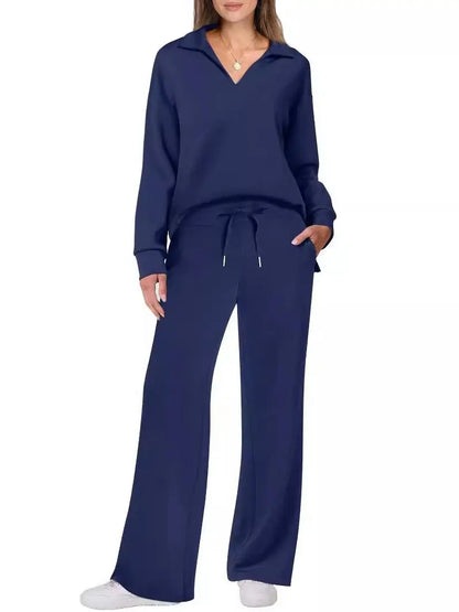 Trendy Women’s Long Sleeve Drawstring Pants Set