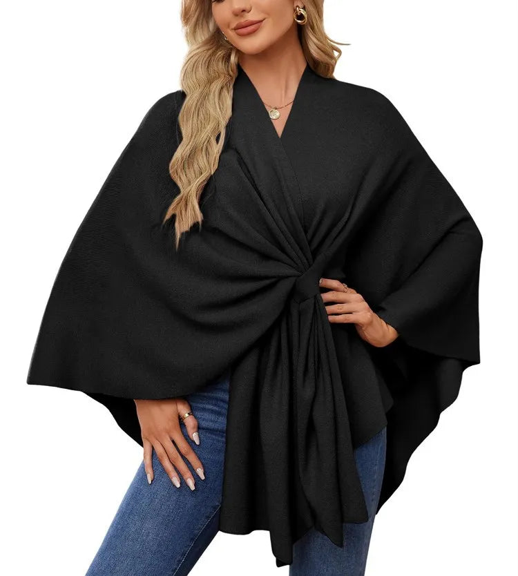 Women’s Elegant V-Neck Winter Poncho