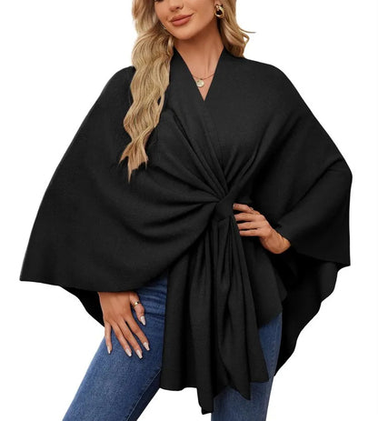 Women’s Elegant V-Neck Winter Poncho