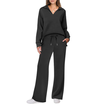 Trendy Women’s Long Sleeve Drawstring Pants Set