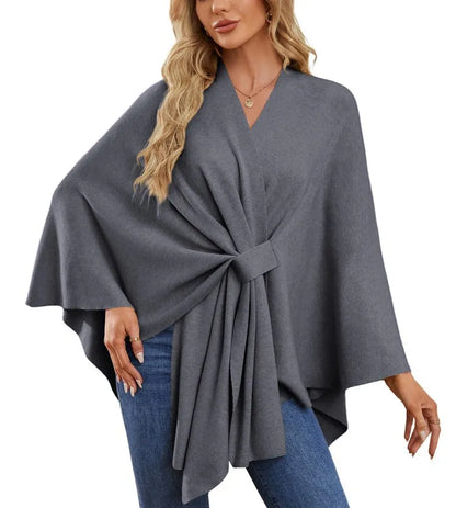 Women’s Elegant V-Neck Winter Poncho