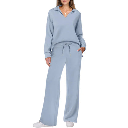 Trendy Women’s Long Sleeve Drawstring Pants Set