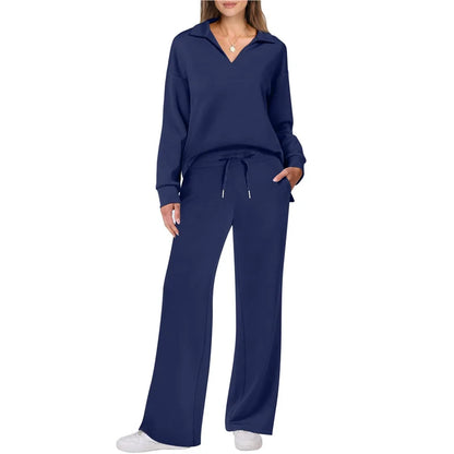 Trendy Women’s Long Sleeve Drawstring Pants Set
