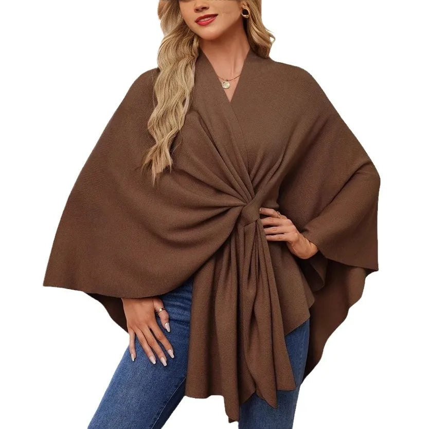 Women’s Elegant V-Neck Winter Poncho
