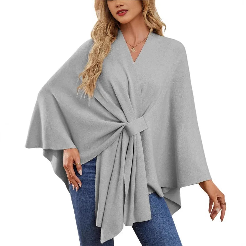 Women’s Elegant V-Neck Winter Poncho