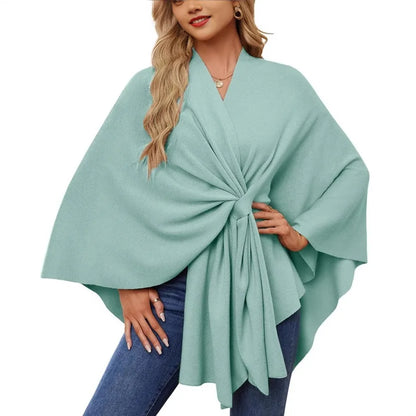 Women’s Elegant V-Neck Winter Poncho