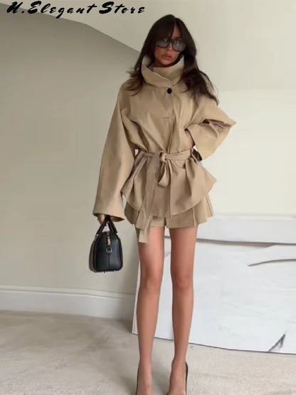 Vintage Khaki Belted Trench Coat – Women’s 2025 Edition